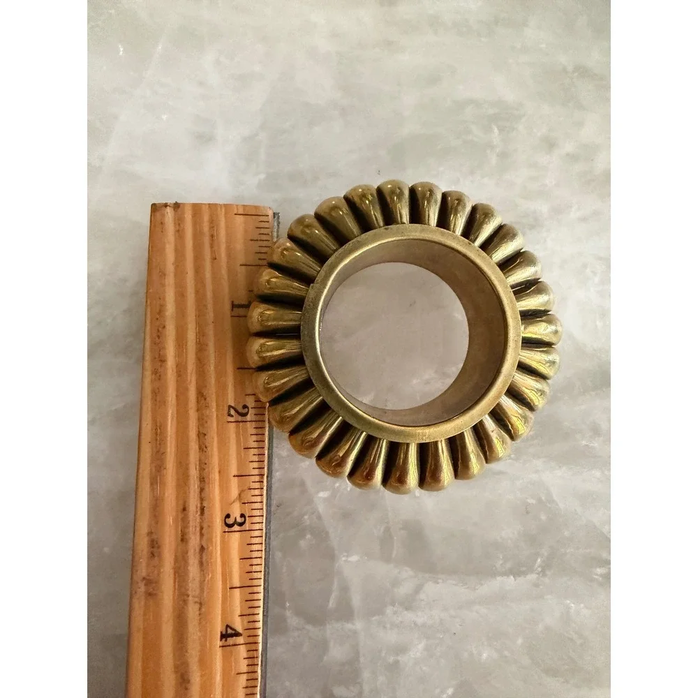 Brass Napkin Rings Set of 6 Gold Ribbed Melon‎ Pumpkin shape